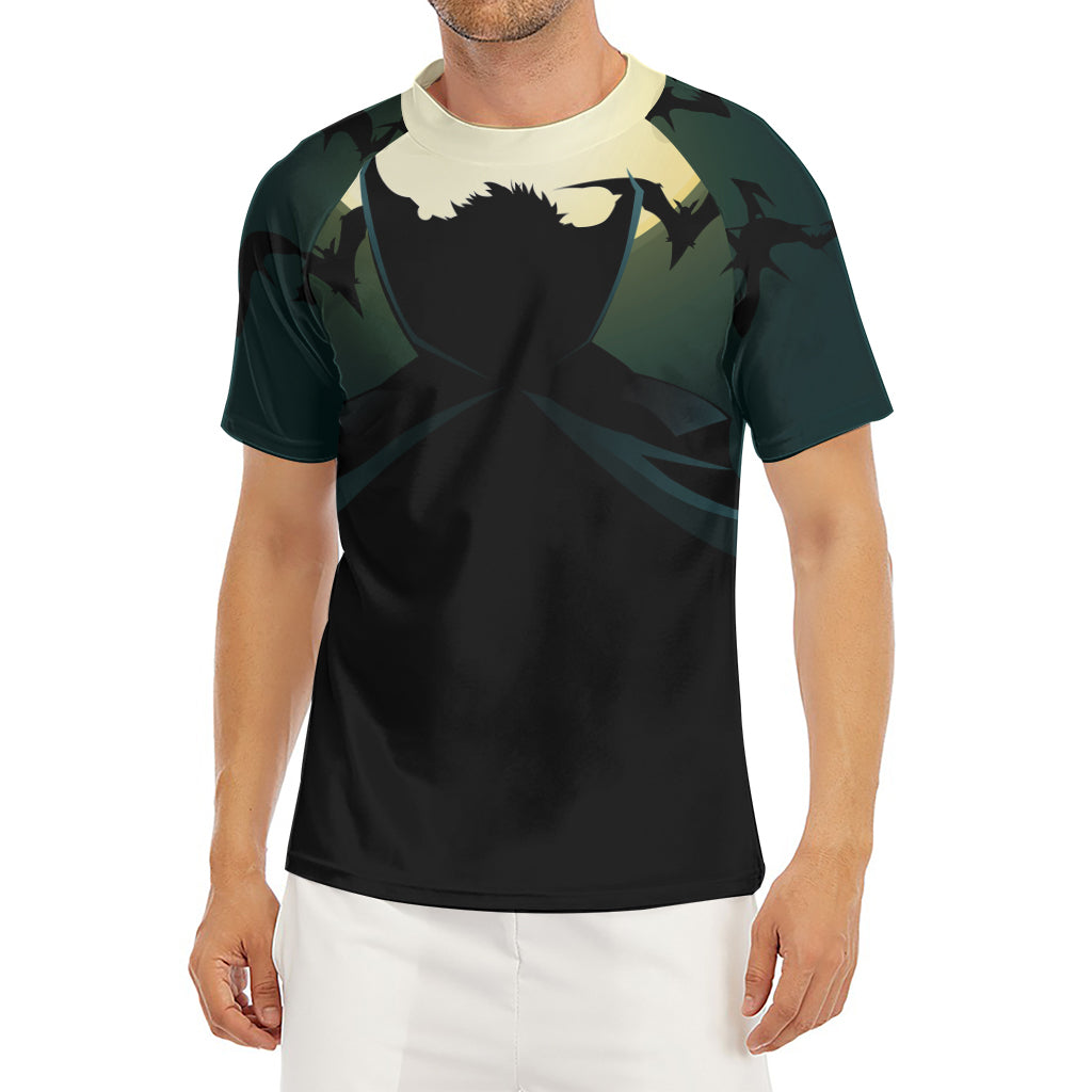 Halloween Vampire Silhouette Print Men's Short Sleeve Rash Guard