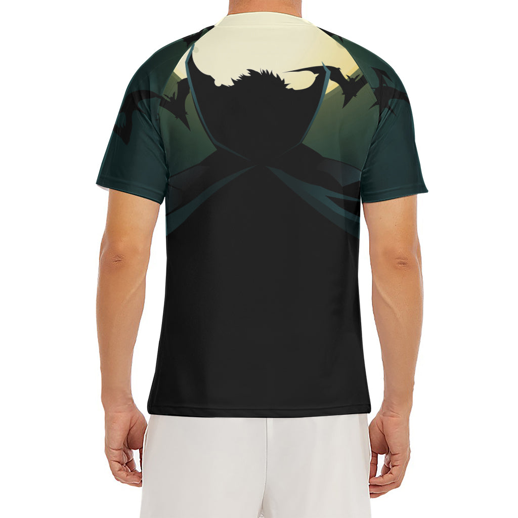 Halloween Vampire Silhouette Print Men's Short Sleeve Rash Guard