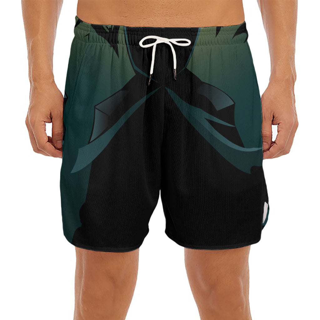 Halloween Vampire Silhouette Print Men's Split Running Shorts