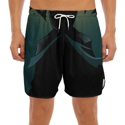 Halloween Vampire Silhouette Print Men's Split Running Shorts