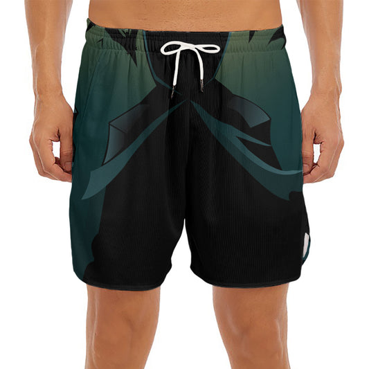 Halloween Vampire Silhouette Print Men's Split Running Shorts
