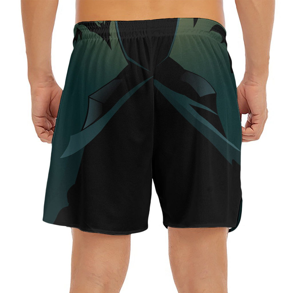 Halloween Vampire Silhouette Print Men's Split Running Shorts