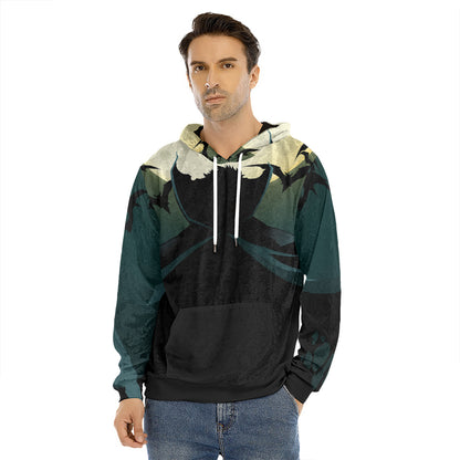 Halloween Vampire Silhouette Print Men's Velvet Pullover Hoodie