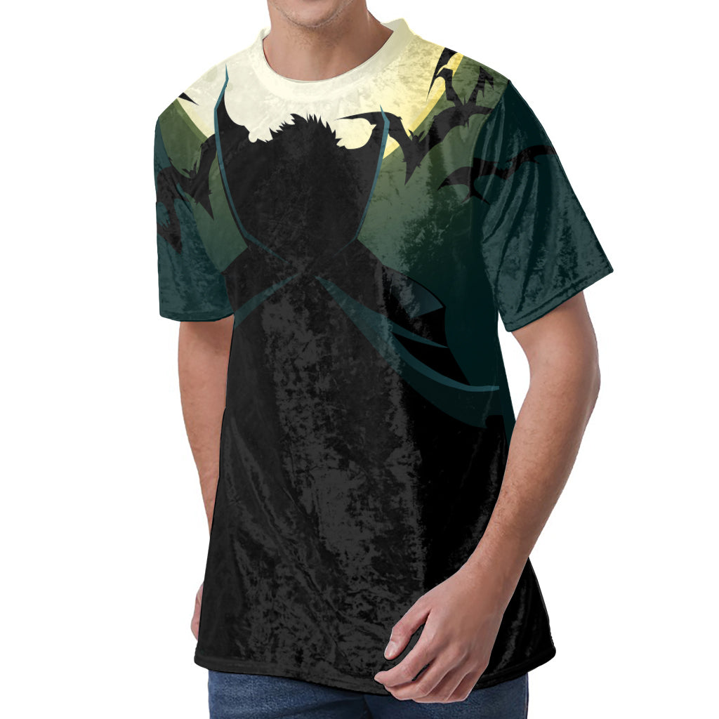 Halloween Vampire Silhouette Print Men's Velvet T-Shirt