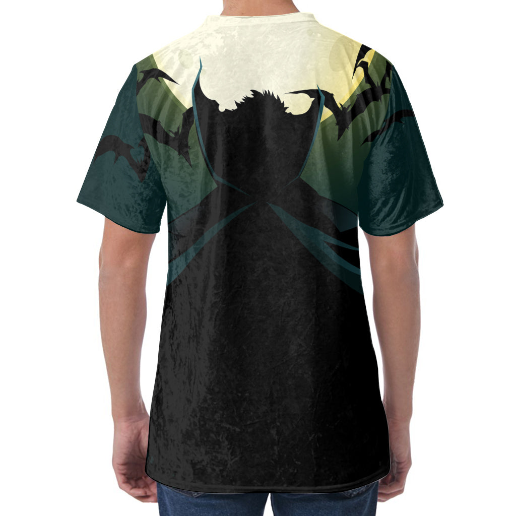 Halloween Vampire Silhouette Print Men's Velvet T-Shirt