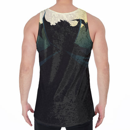 Halloween Vampire Silhouette Print Men's Velvet Tank Top