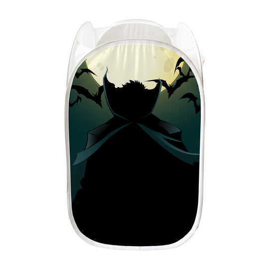 Halloween Vampire Silhouette Print Mesh Laundry Hamper