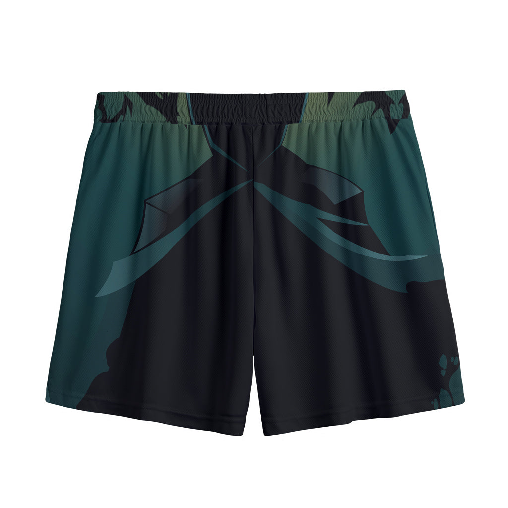 Halloween Vampire Silhouette Print Mesh Shorts