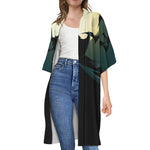 Halloween Vampire Silhouette Print Open Front Beach Cover Up