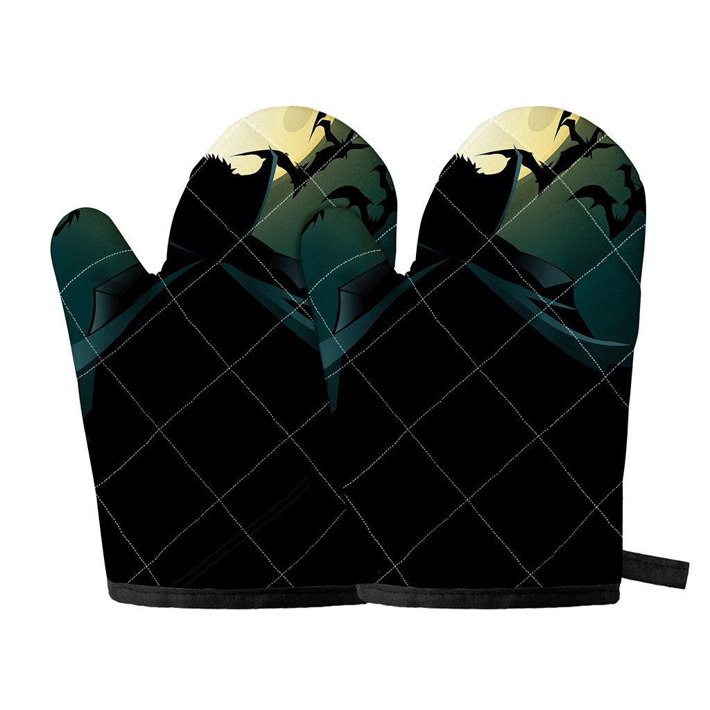 Halloween Vampire Silhouette Print Oven Mitts