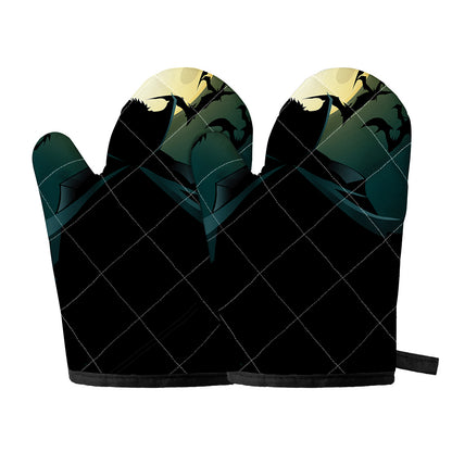 Halloween Vampire Silhouette Print Oven Mitts