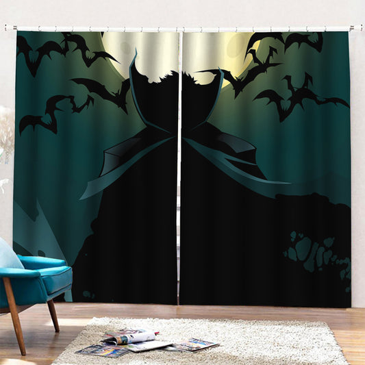 Halloween Vampire Silhouette Print Pencil Pleat Curtains