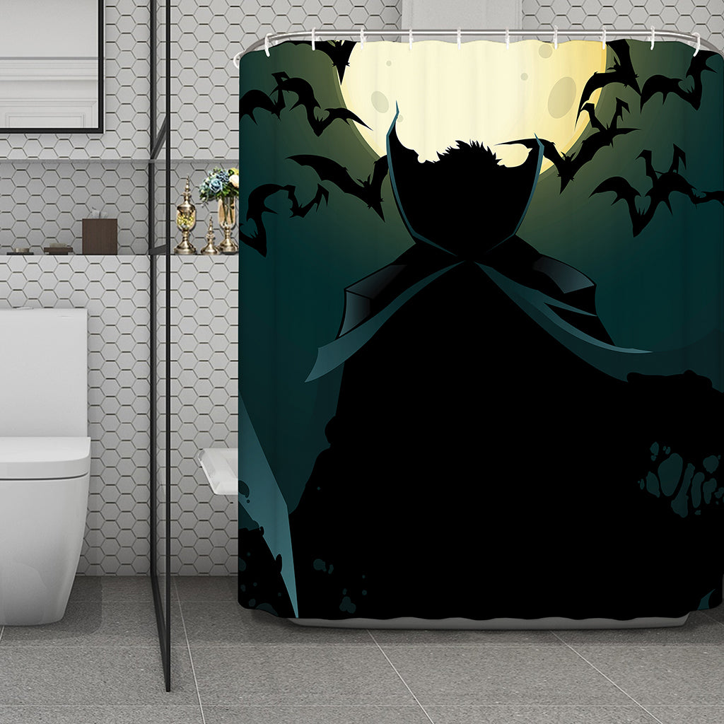 Halloween Vampire Silhouette Print Polyester Shower Curtain