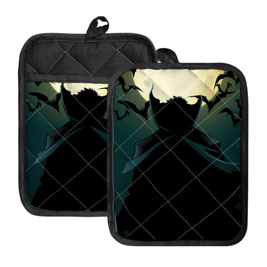 Halloween Vampire Silhouette Print Pot Holders With Pocket
