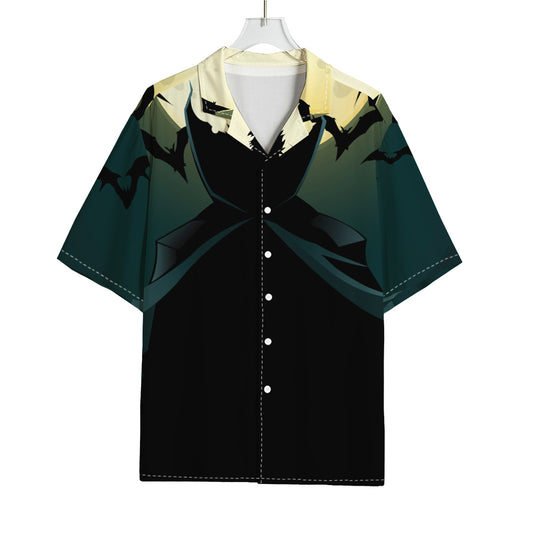 Halloween Vampire Silhouette Print Rayon Hawaiian Shirt