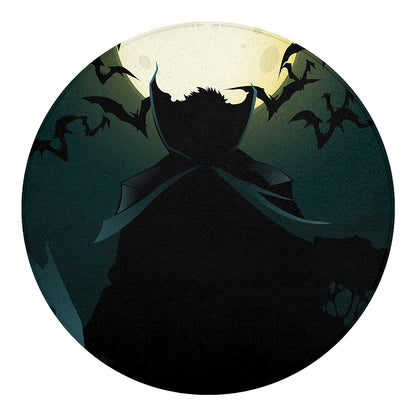 Halloween Vampire Silhouette Print Round Blanket