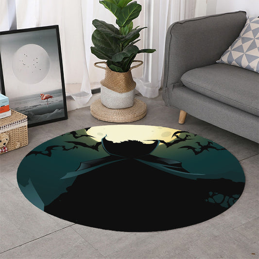 Halloween Vampire Silhouette Print Round Rug