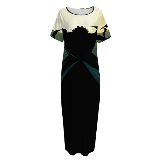 Halloween Vampire Silhouette Print Short Sleeve Long Nightdress