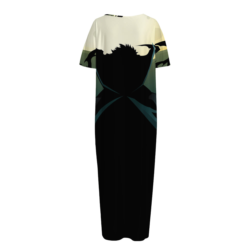 Halloween Vampire Silhouette Print Short Sleeve Long Nightdress