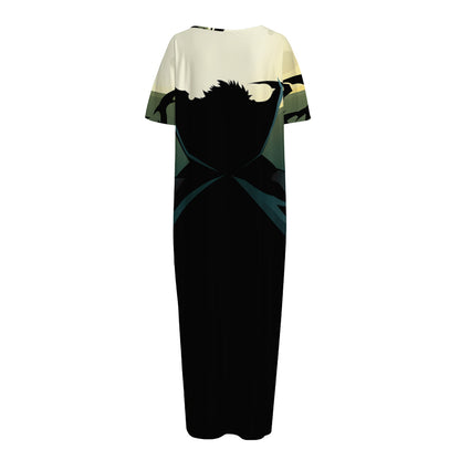 Halloween Vampire Silhouette Print Short Sleeve Long Nightdress