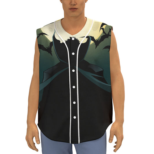 Halloween Vampire Silhouette Print Sleeveless Baseball Jersey