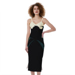 Halloween Vampire Silhouette Print Slim Fit Midi Cami Dress