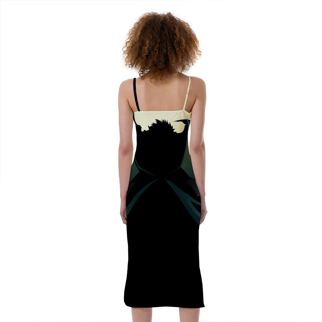Halloween Vampire Silhouette Print Slim Fit Midi Cami Dress