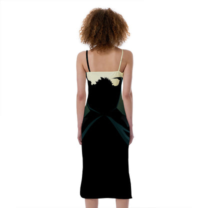 Halloween Vampire Silhouette Print Slim Fit Midi Cami Dress