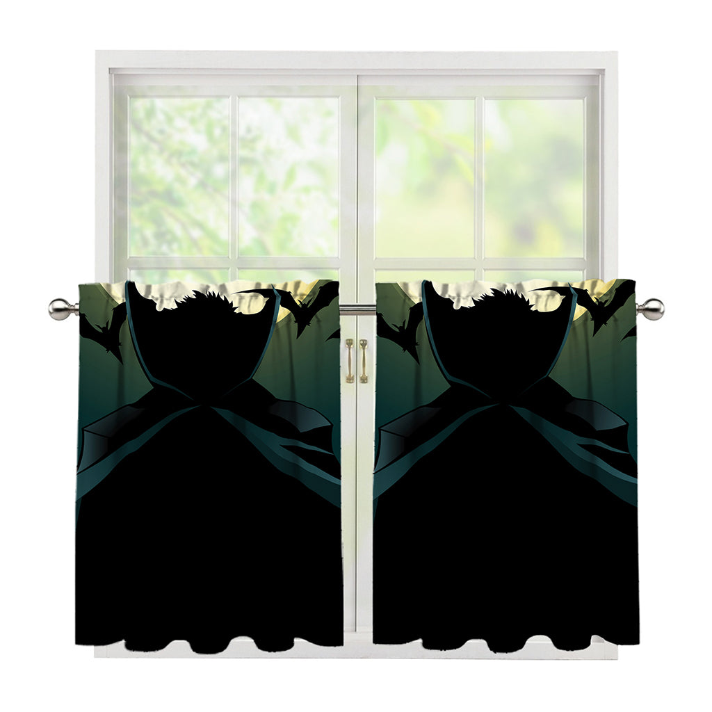 Halloween Vampire Silhouette Print Tier Curtains
