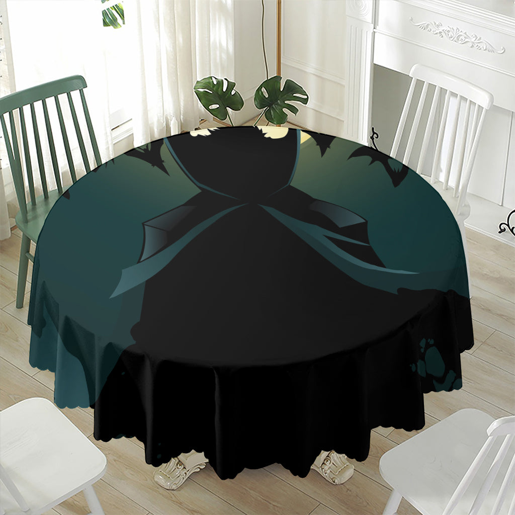 Halloween Vampire Silhouette Print Waterproof Round Tablecloth