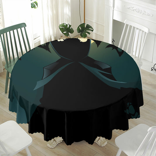 Halloween Vampire Silhouette Print Waterproof Round Tablecloth