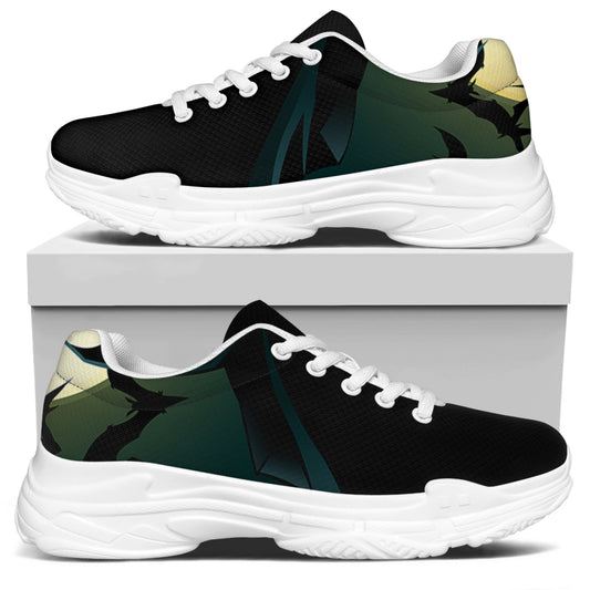 Halloween Vampire Silhouette Print White Chunky Shoes
