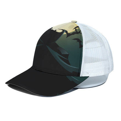 Halloween Vampire Silhouette Print White Mesh Trucker Cap