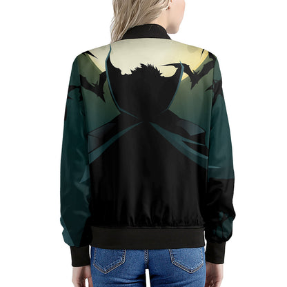 Halloween Vampire Silhouette Print Women's Bomber Jacket
