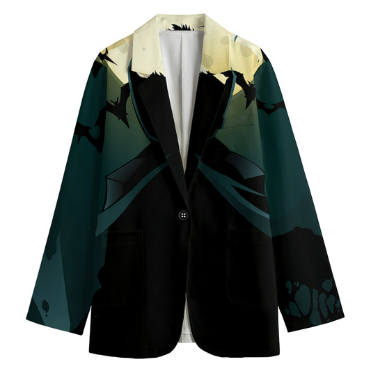 Halloween Vampire Silhouette Print Women's Cotton Blazer