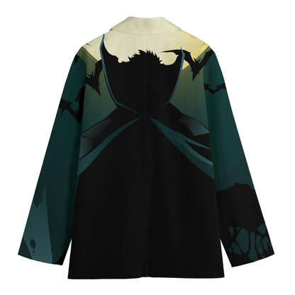 Halloween Vampire Silhouette Print Women's Cotton Blazer