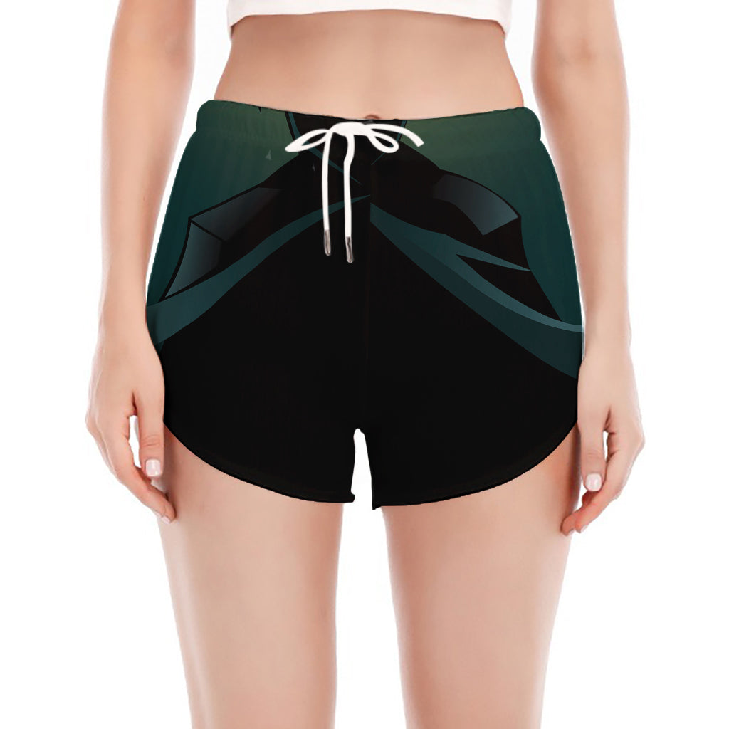 Halloween Vampire Silhouette Print Women's Split Running Shorts