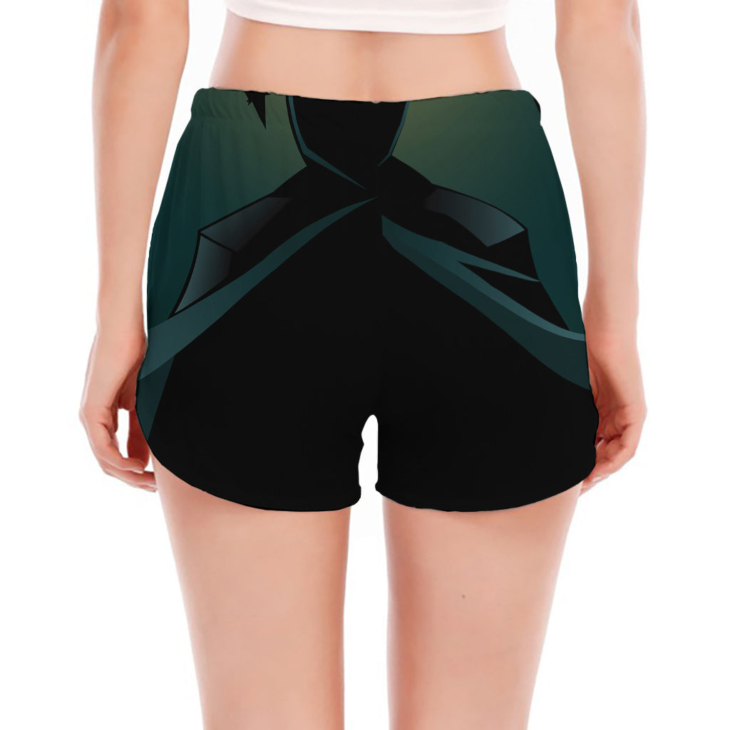 Halloween Vampire Silhouette Print Women's Split Running Shorts
