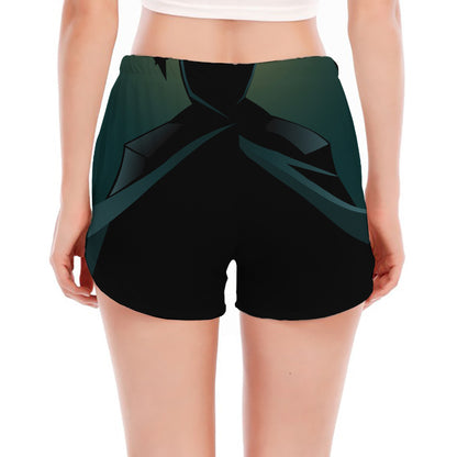 Halloween Vampire Silhouette Print Women's Split Running Shorts