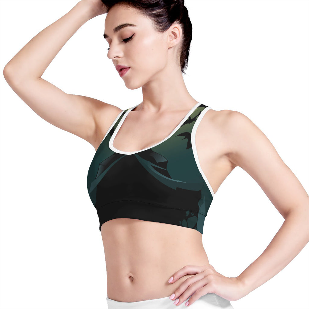 Halloween Vampire Silhouette Print Women's Sports Bra
