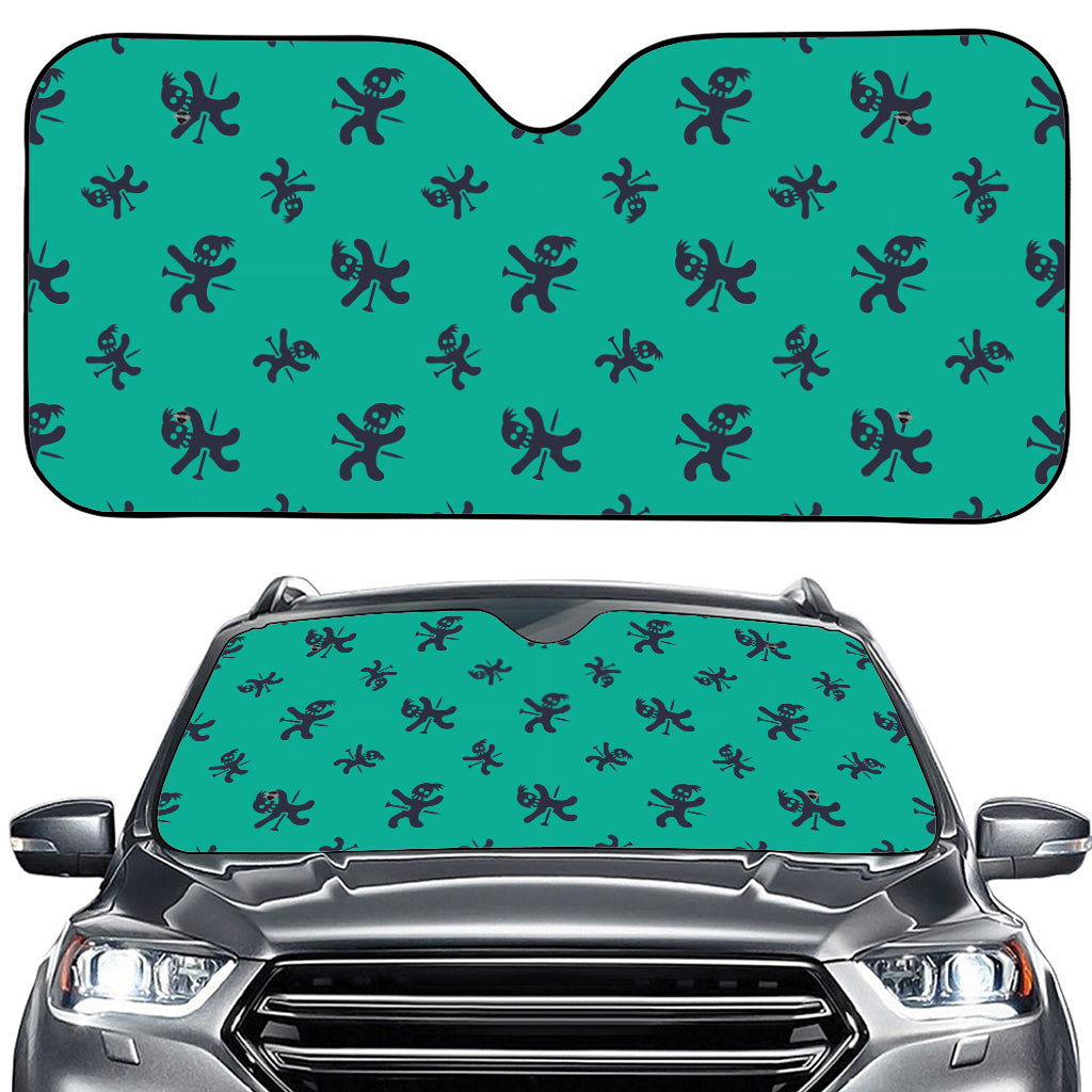 Halloween Voodoo Doll Pattern Print Car Windshield Sun Shade