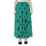 Halloween Voodoo Doll Pattern Print Chiffon Maxi Skirt