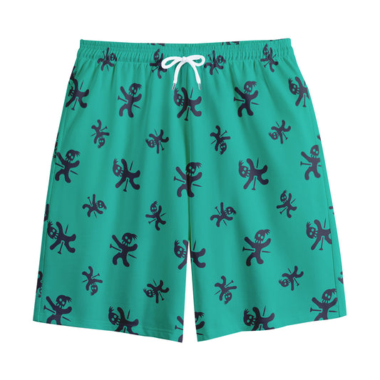 Halloween Voodoo Doll Pattern Print Cotton Shorts