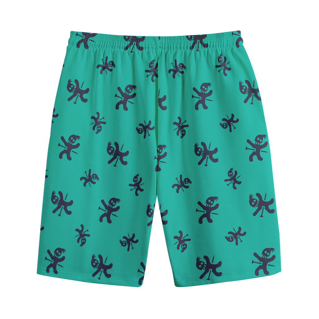 Halloween Voodoo Doll Pattern Print Cotton Shorts