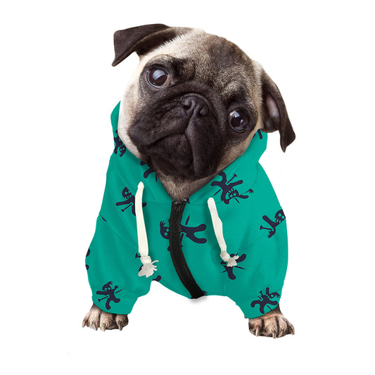 Halloween Voodoo Doll Pattern Print Dog Zip Up Hoodie