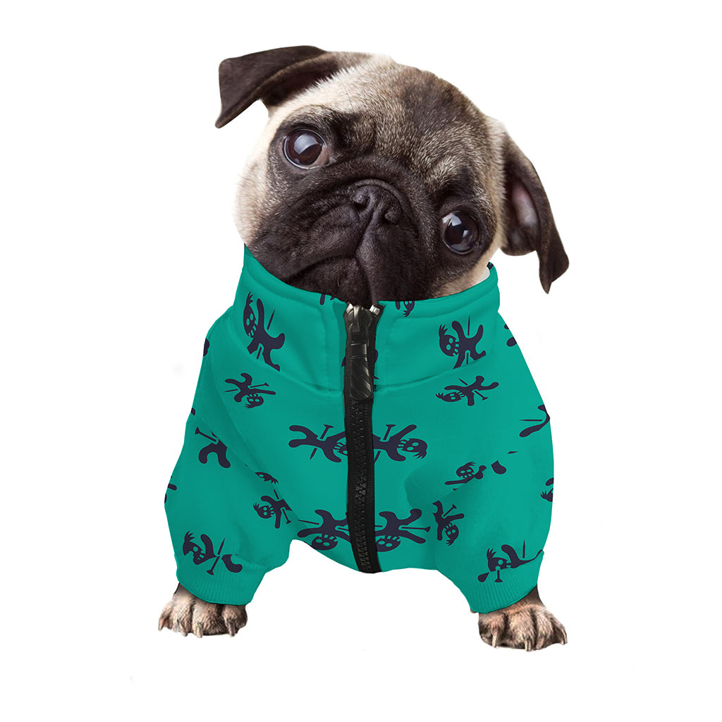 Halloween Voodoo Doll Pattern Print Dog Zip Up Jacket