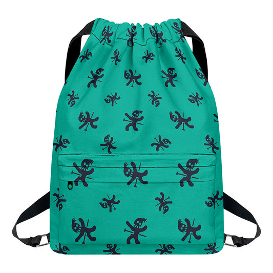 Halloween Voodoo Doll Pattern Print Drawstring Backpack