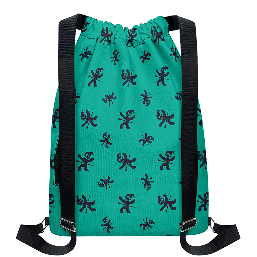 Halloween Voodoo Doll Pattern Print Drawstring Backpack