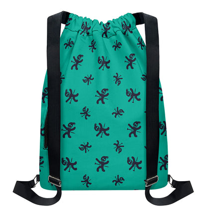 Halloween Voodoo Doll Pattern Print Drawstring Backpack