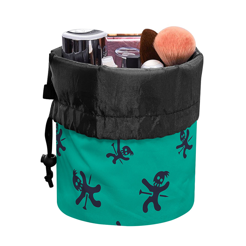 Halloween Voodoo Doll Pattern Print Drawstring Makeup Bag